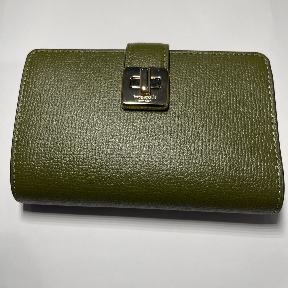 Kate Spade Phoebe Refined Grain Leather Medium Wallet Seaweed / Green NWT - Picture 4 of 9